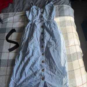 Blue Striped Button-Down Dress